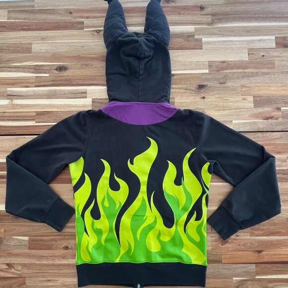 Disney Parks Maleficent Zip Front Sweatshirt Hood horns Medium Fits Small - Picture 3 of 10